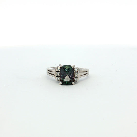 Platinum Alexandrite & Diamond Ring