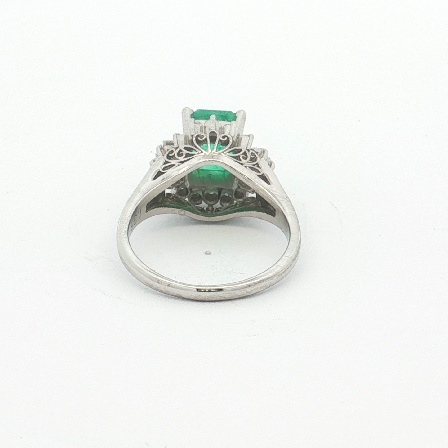 Platinum Emerald & Diamond Cluster Dress Ring