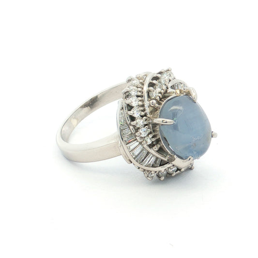 Platinum Star Sapphire & Diamond Ring