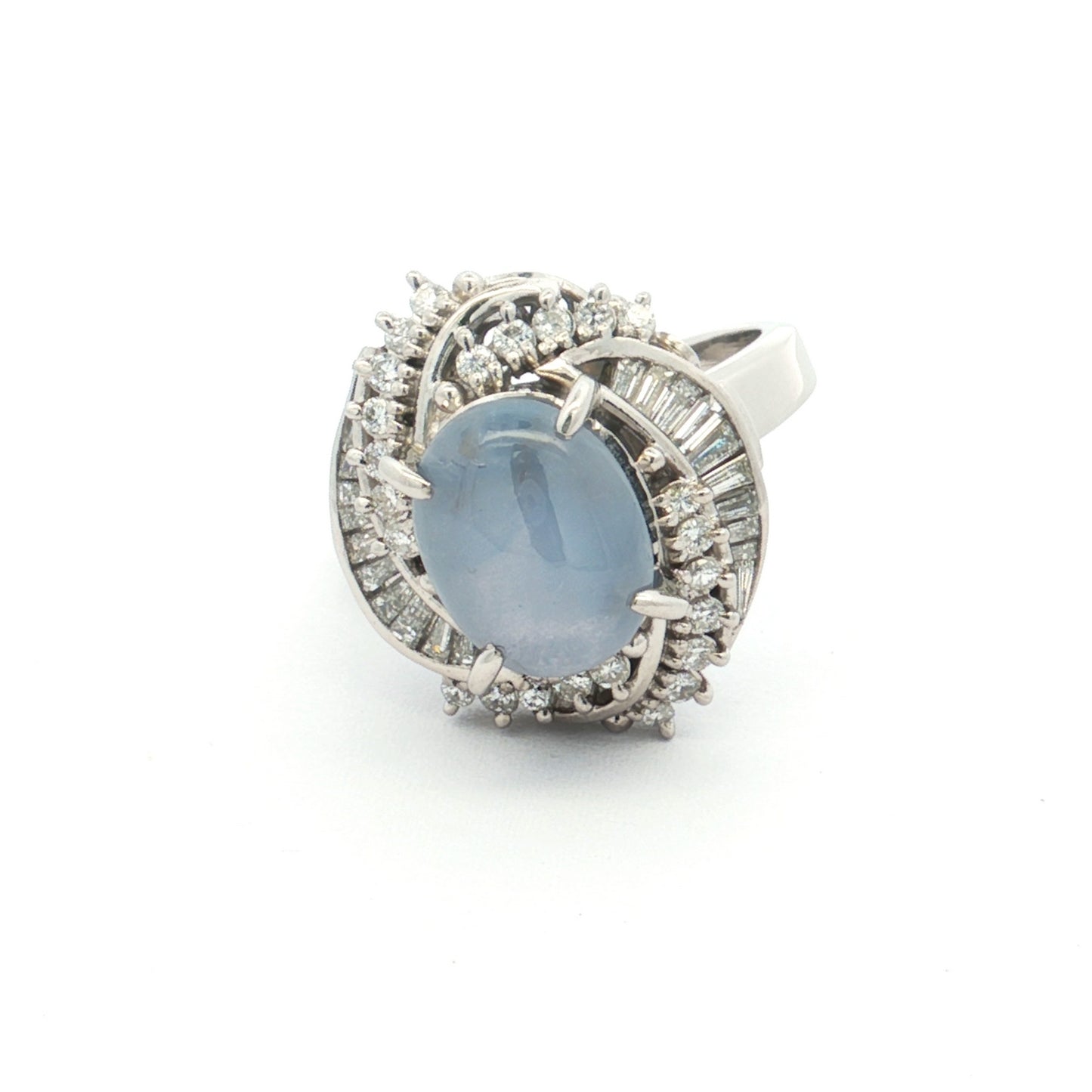 Platinum Star Sapphire & Diamond Ring