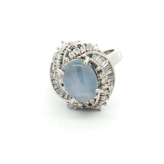 Platinum Star Sapphire & Diamond Ring