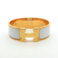 Hermès Clic Clac H White Enamel Gold Bracelet