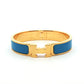 Hermès Clic H Blue Enamel Gold Bracelet