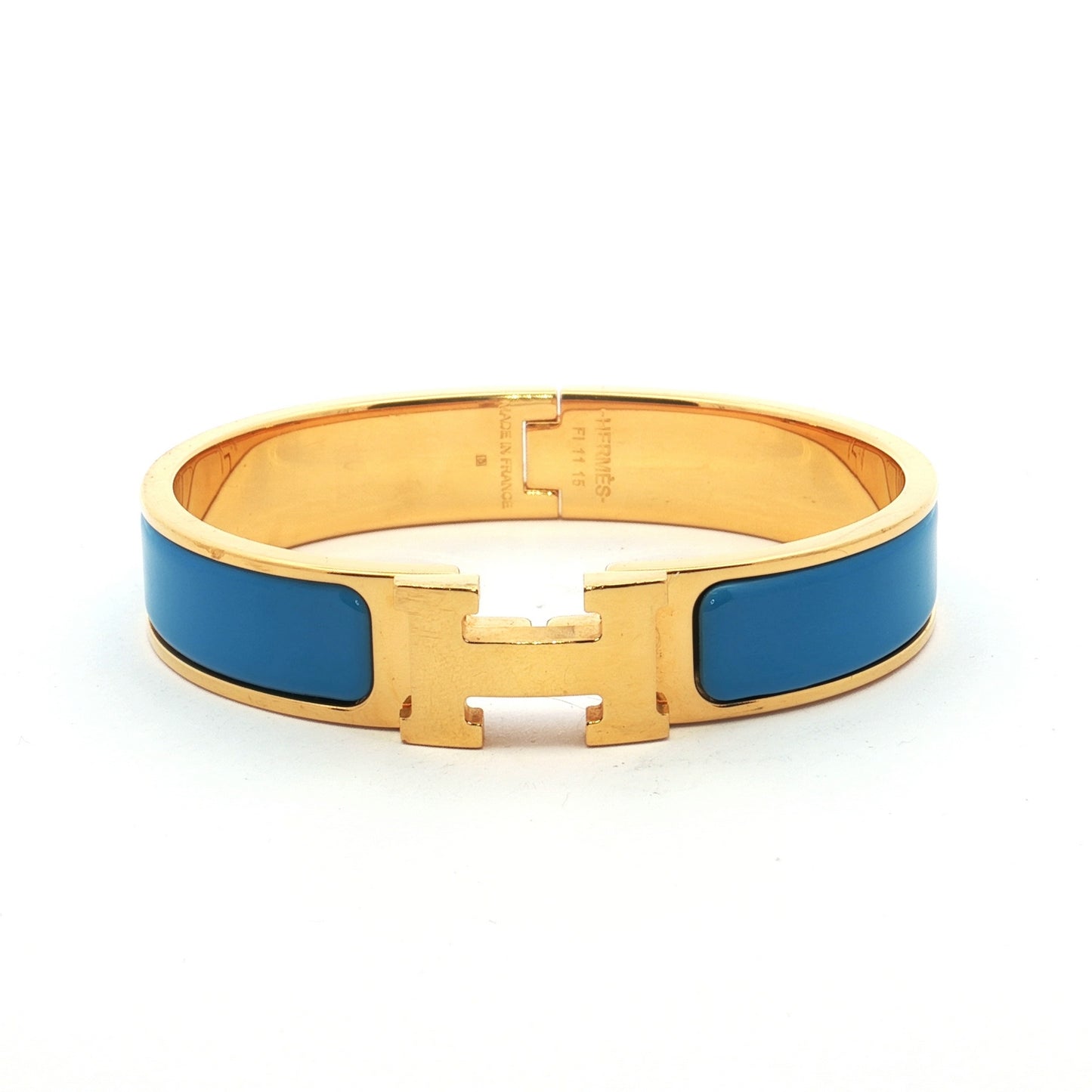 Hermès Clic H Blue Enamel Gold Bracelet