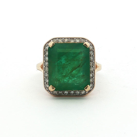 Yellow Gold Emerald Cocktail Ring