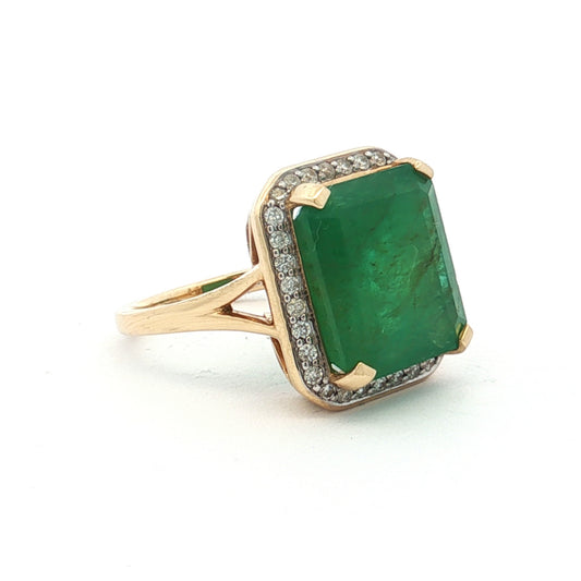 Yellow Gold Emerald Cocktail Ring