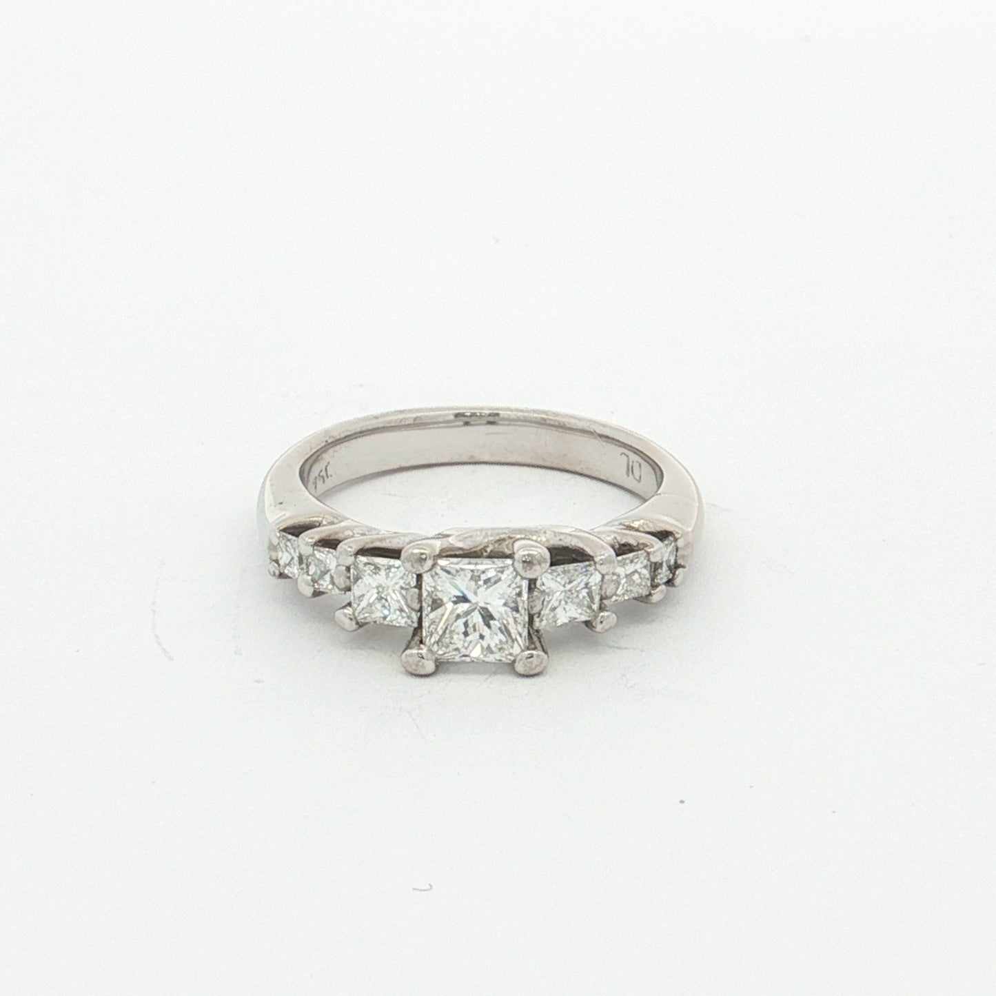 White Gold 7-Stone Princess Cut Diamond Ring