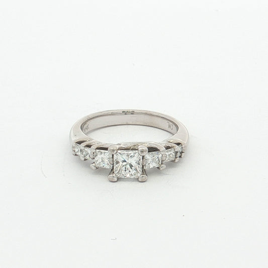 White Gold 7-Stone Princess Cut Diamond Ring