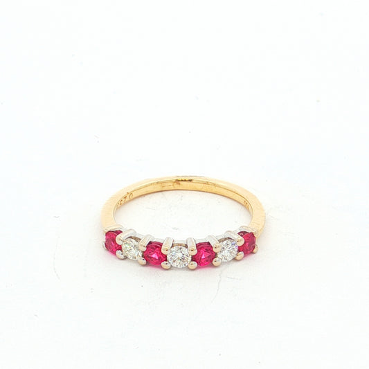 Yellow Gold Diamond & Pink Sapphire Multistone Ring