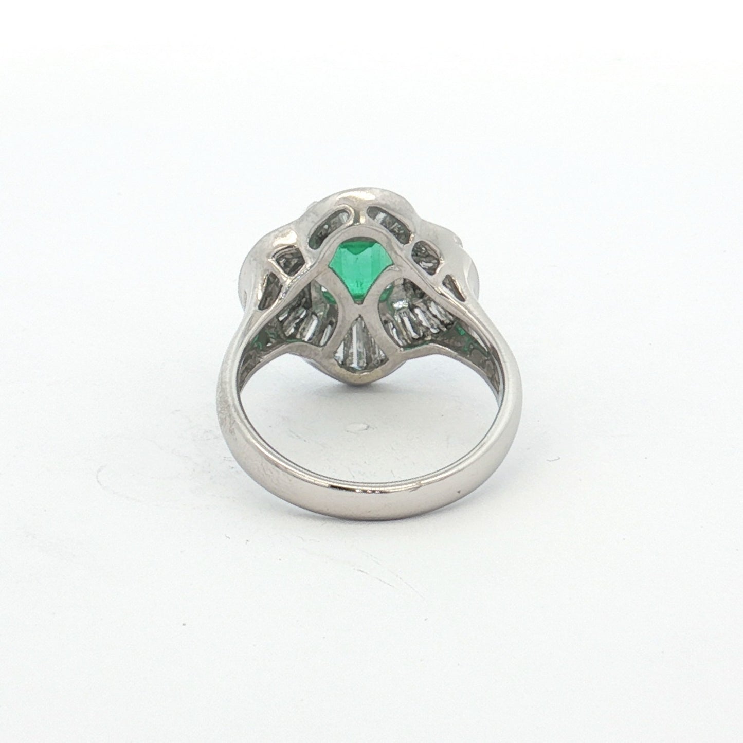 Platinum 1.45ct Colombian Emerald & Diamond Ballerina Cluster Ring