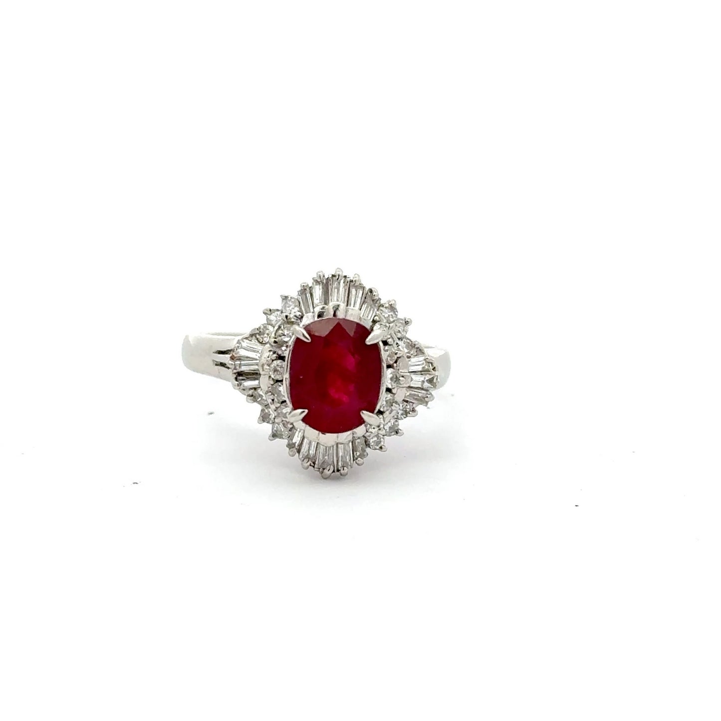 Platinum Ruby Diamond Ballerina Ring