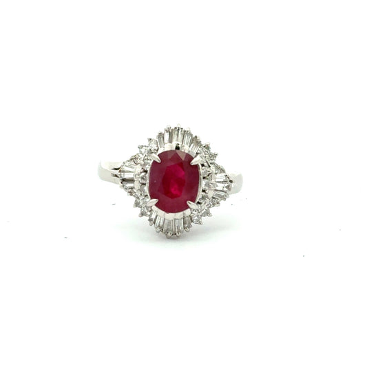 Platinum Ruby Diamond Ballerina Ring