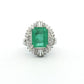 Emerald Diamond Ballerina Ring Platinum