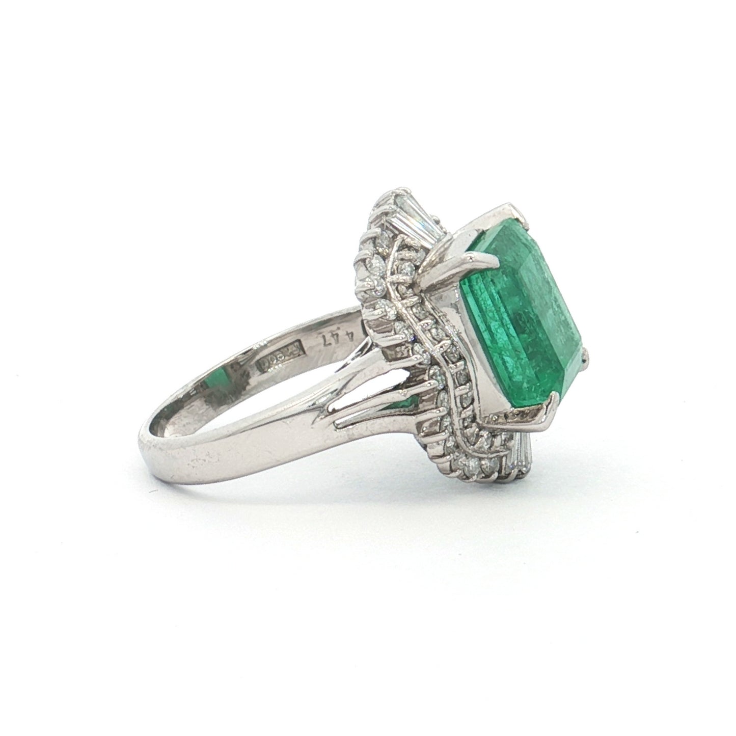 Emerald Diamond Ballerina Ring Platinum