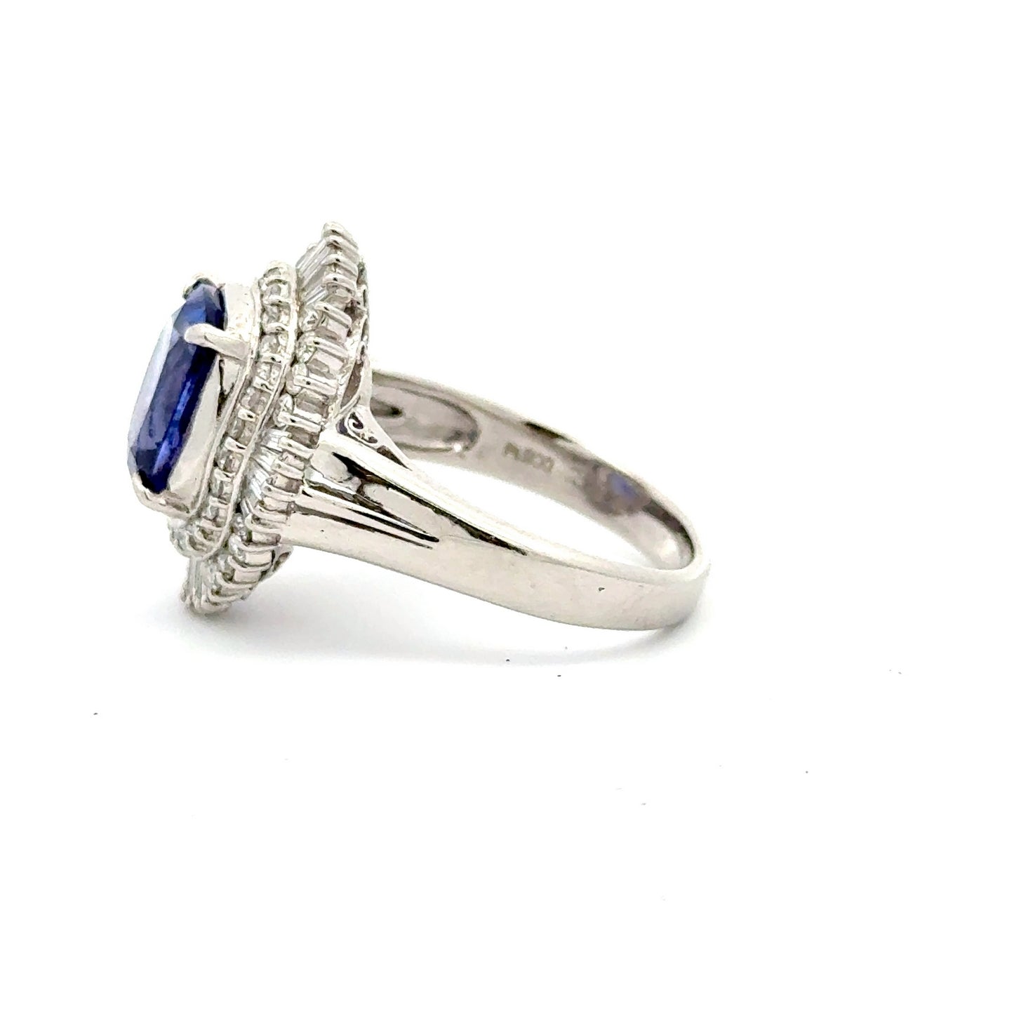 Platinum Tanzanite Diamond Cluster Ring
