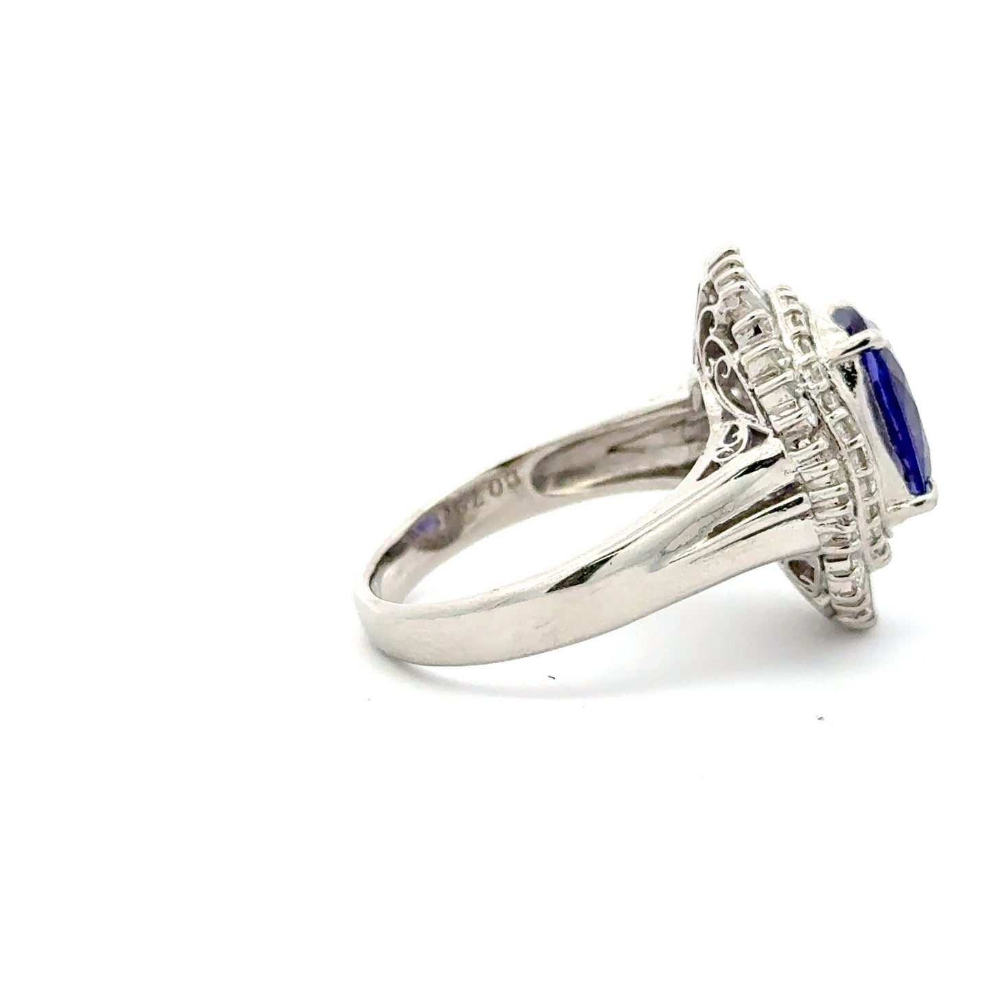 Platinum Tanzanite Diamond Cluster Ring