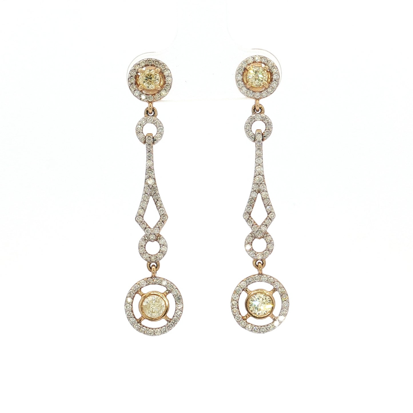 14ct Yellow Gold Diamond Stud–Drop Halo Earrings
