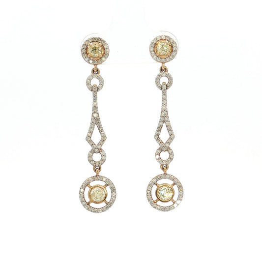 14ct Yellow Gold Diamond Stud–Drop Halo Earrings