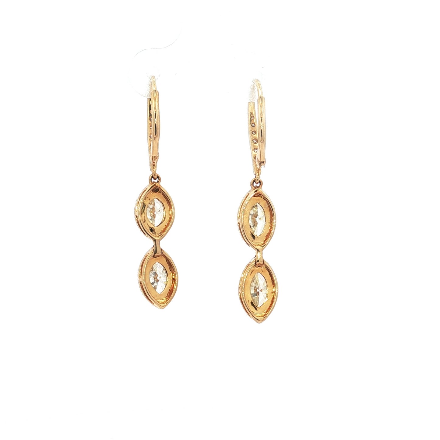 14ct Yellow Gold Marquise Diamond Double-Drop Earrings
