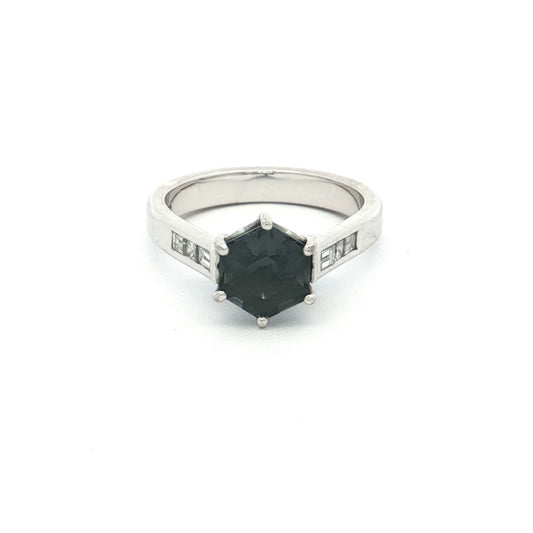 White Gold Sapphire & Diamond Ring