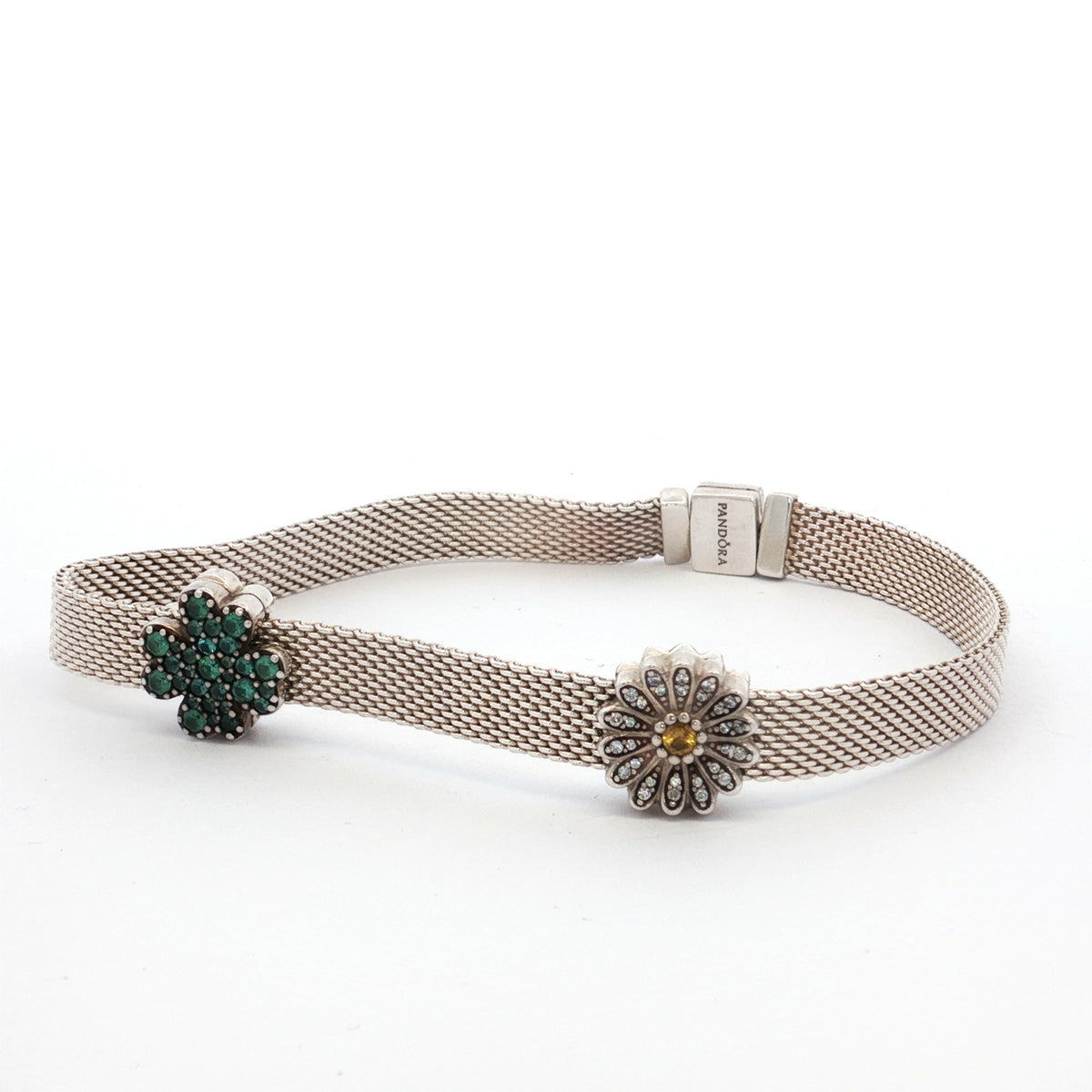 589358c01 Pandora Reflexions Silver Mesh Bracelet with Charms – LuvLuxe