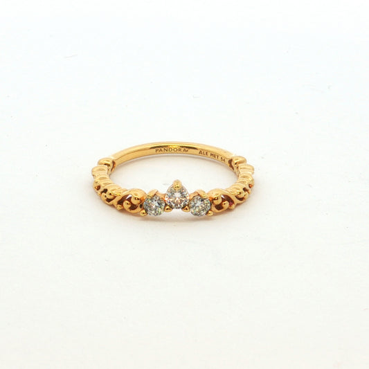Pandora Tri-Stone Tiara Ring in Gold