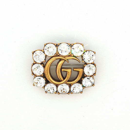 Gucci Crystal-Embellished GG Brooch