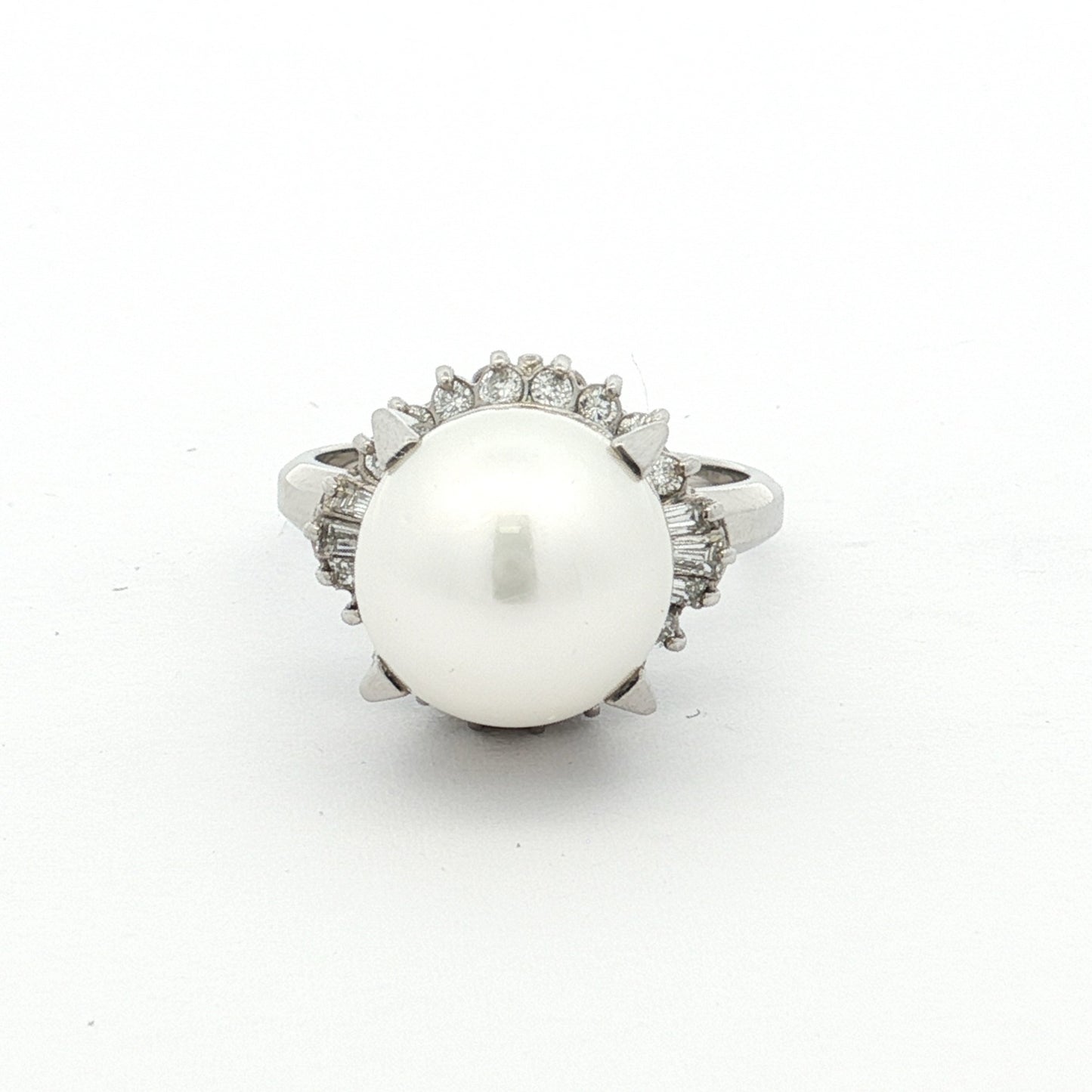 Platinum South Sea Pearl & Diamond Cluster Ring