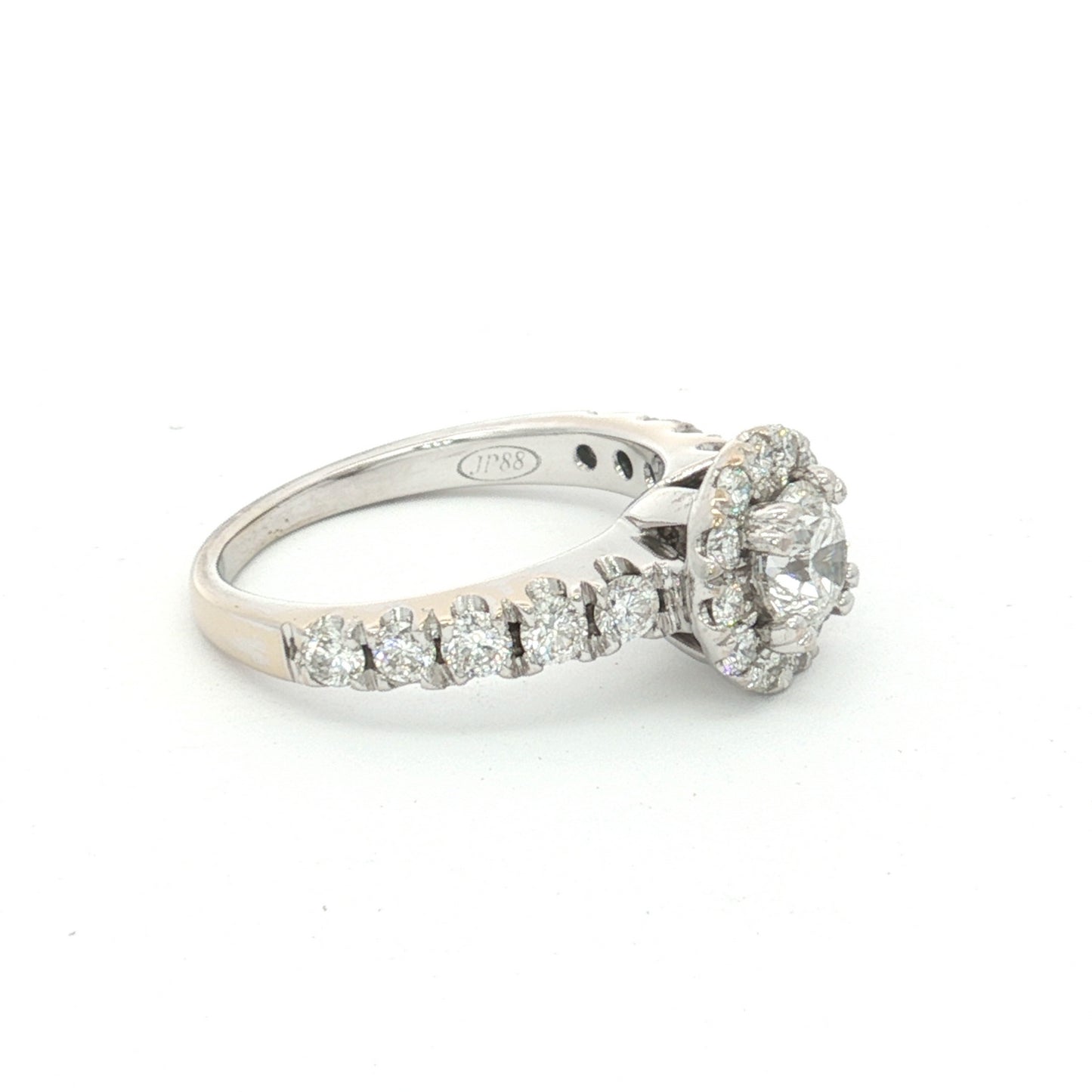 18ct White Gold Diamond Halo Ring