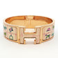 Hermes Clic H Wide Enamel Bracelet in Panna Cotta