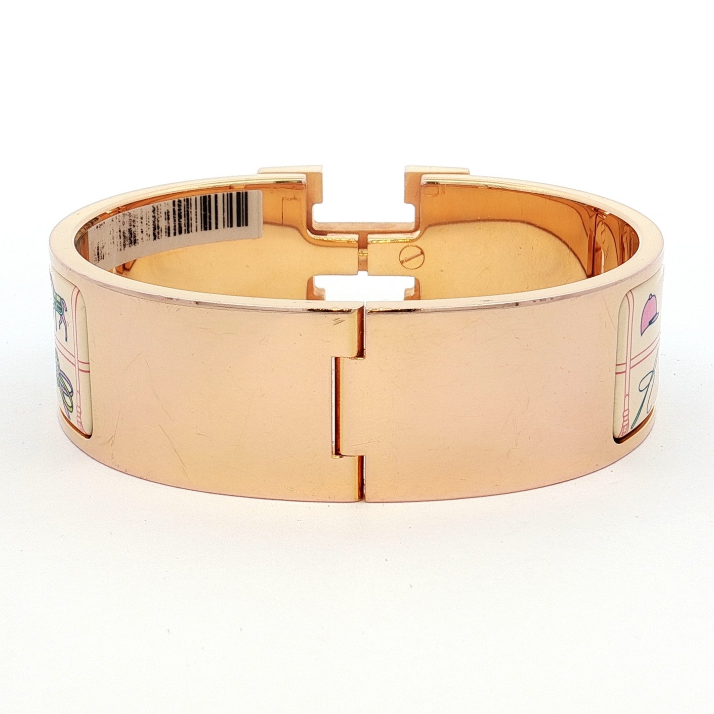 Hermes Clic H Wide Enamel Bracelet in Panna Cotta