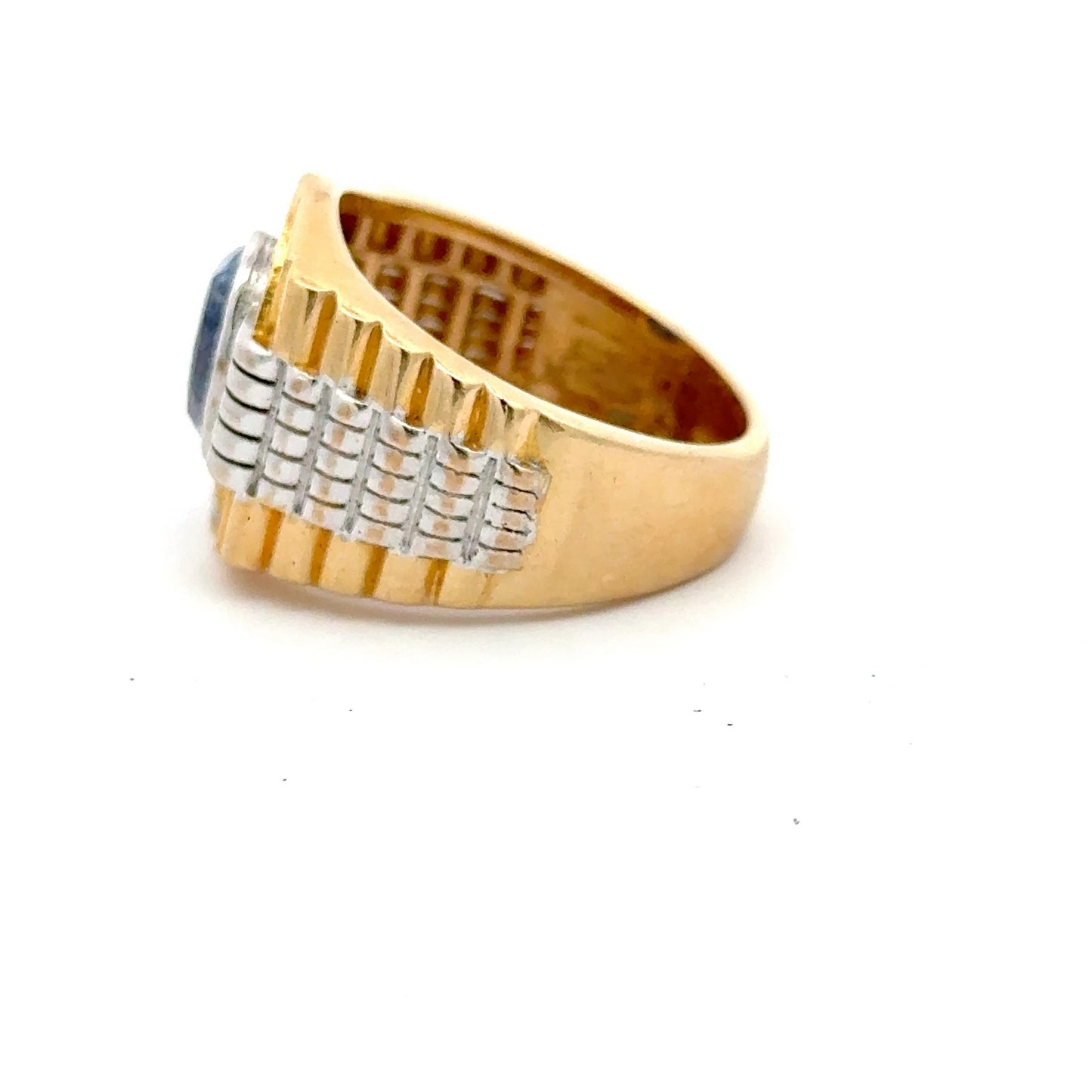 14ct Gold Sapphire Diamond Men's Ring
