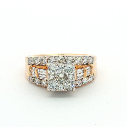 14ct Yellow Gold Diamond Cluster Ring
