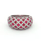18ct White Gold Ruby Diamond High Dome Ring
