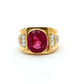 18ct Yellow Gold Rubellite Tourmaline Diamond Men's Ring