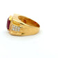 18ct Yellow Gold Rubellite Tourmaline Diamond Men's Ring