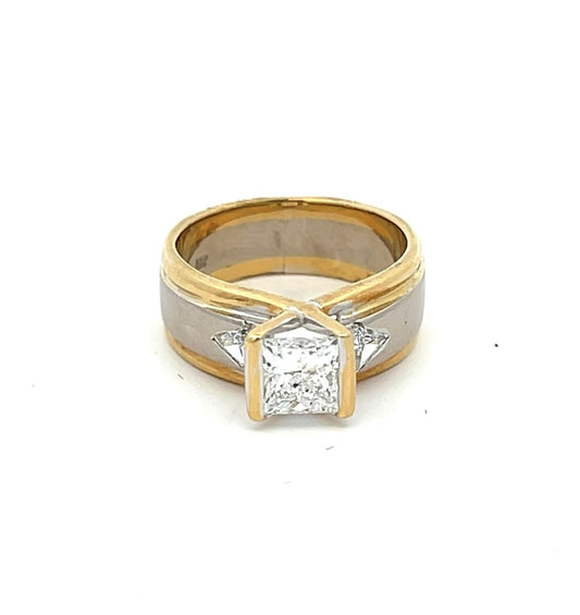18ct Yellow &amp; White Gold 1.20ct Diamond V-Channel Set Two Tone Ring image 0