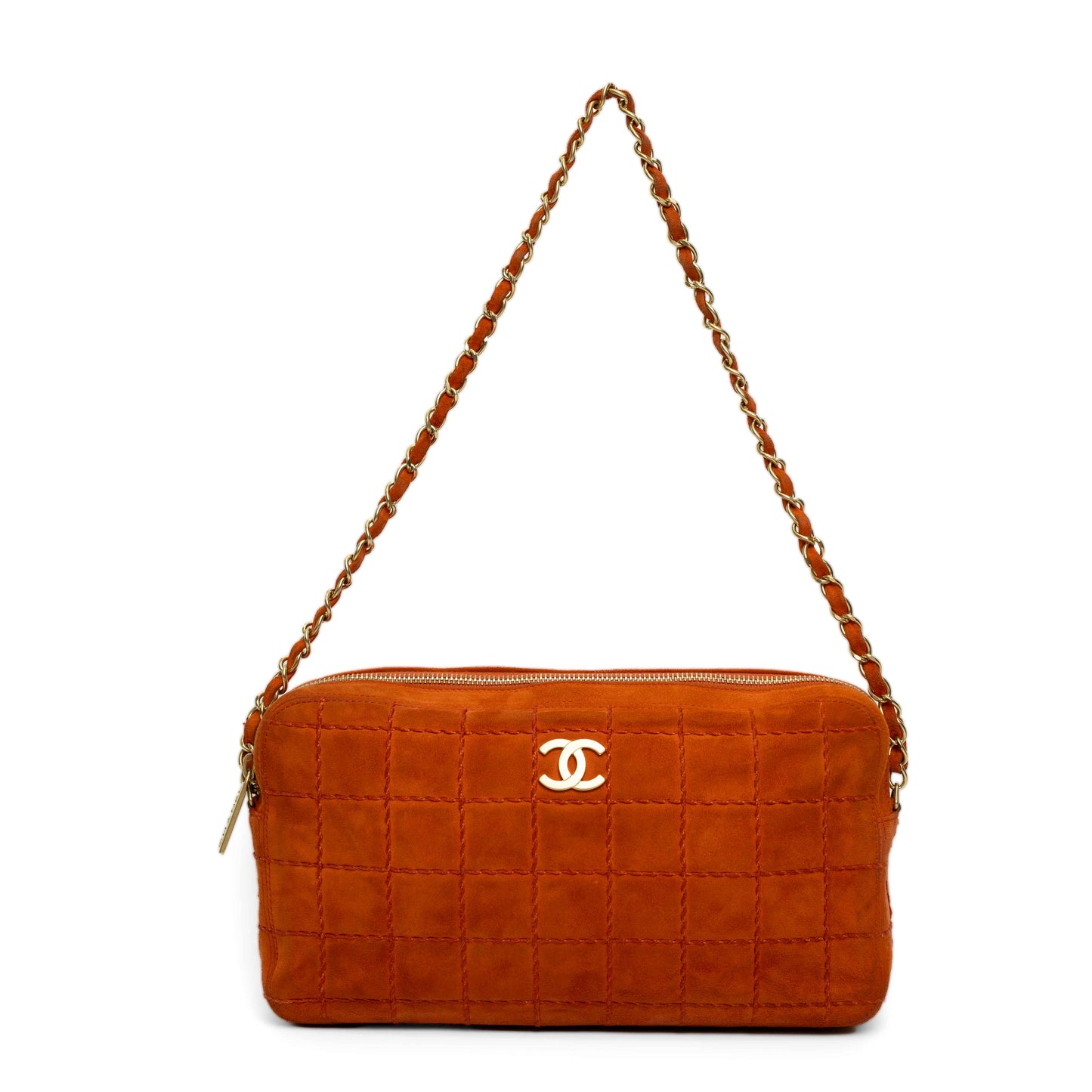 Chanel Orange Suede Chain Shoulder Bag
