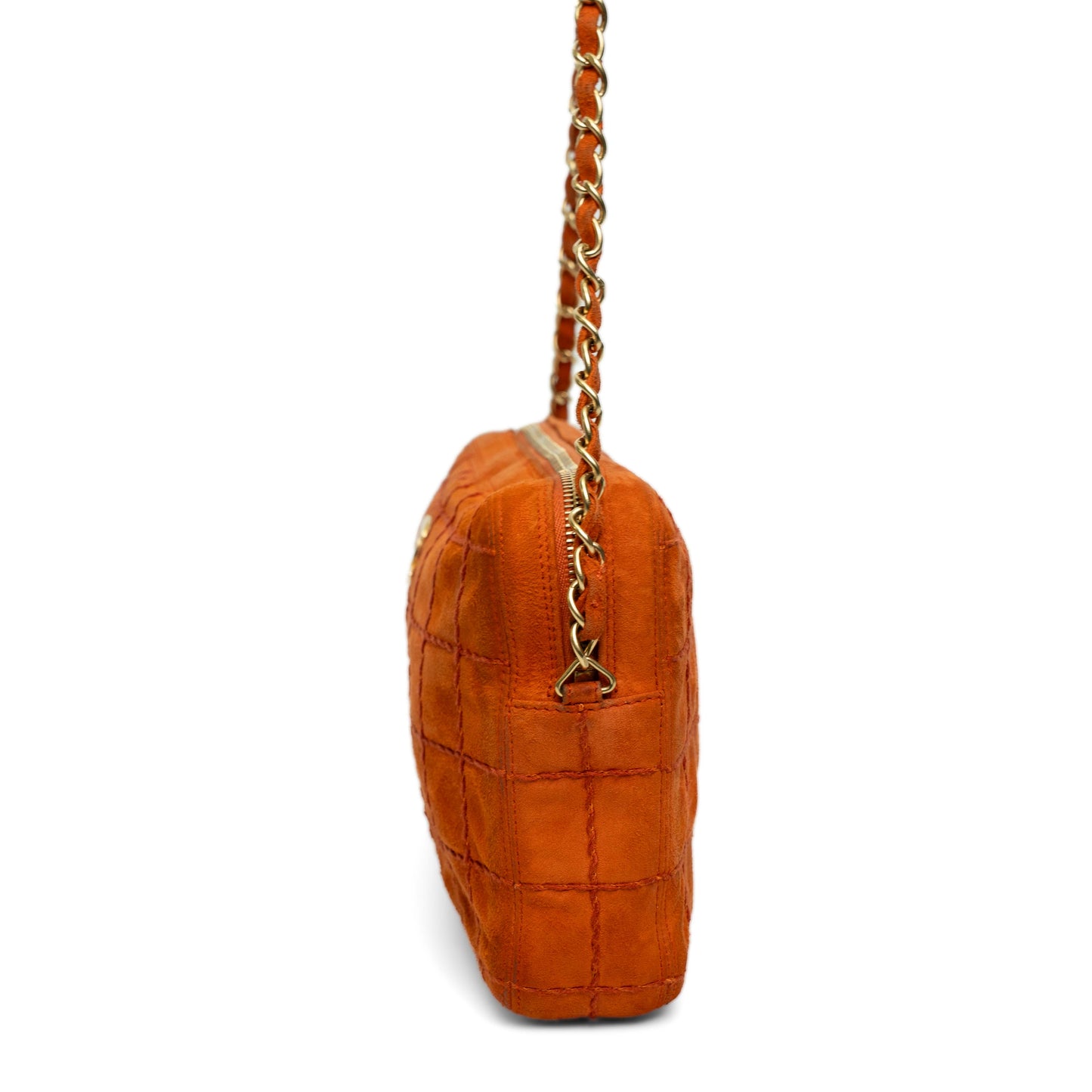 Chanel Orange Suede Chain Shoulder Bag