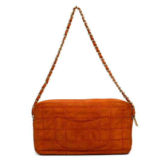 Chanel Orange Suede Chain Shoulder Bag