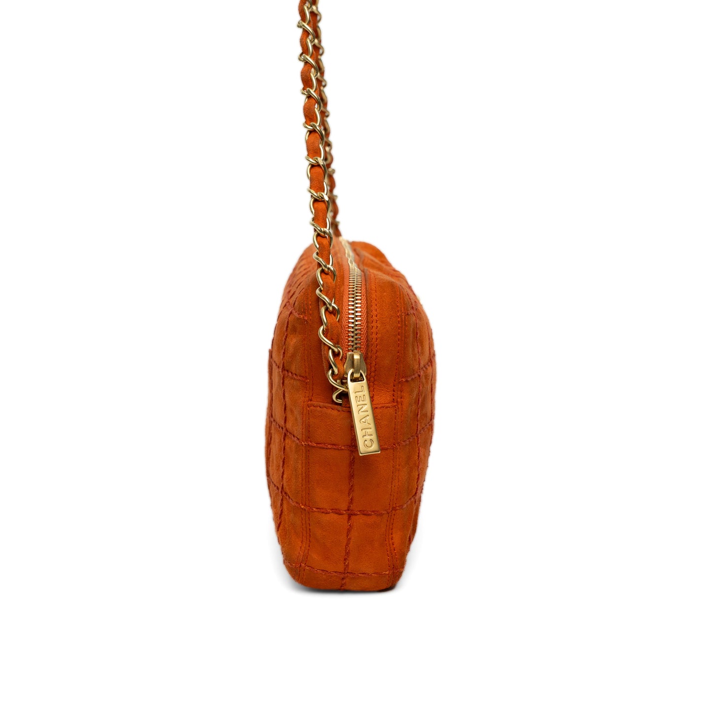 Chanel Orange Suede Chain Shoulder Bag