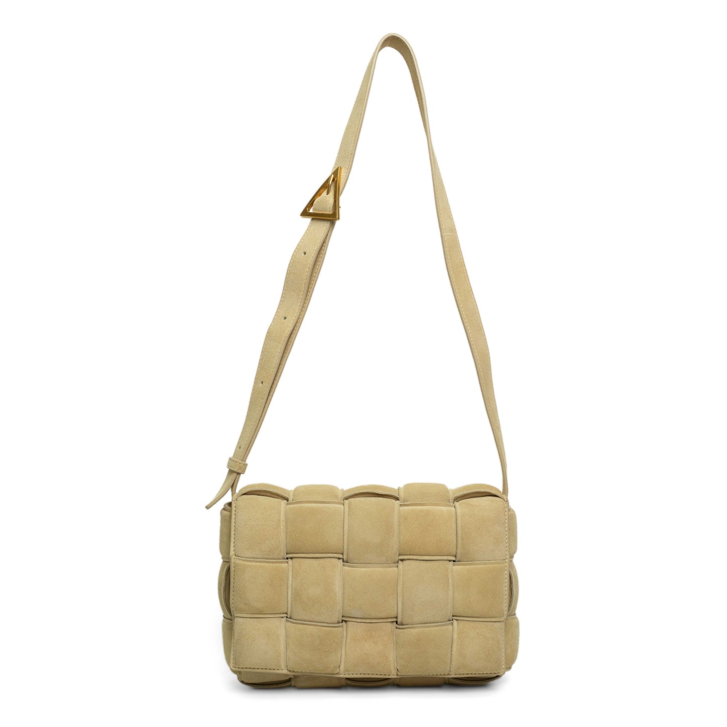 Bottega Veneta Padded Cassette Beige Suede Bag