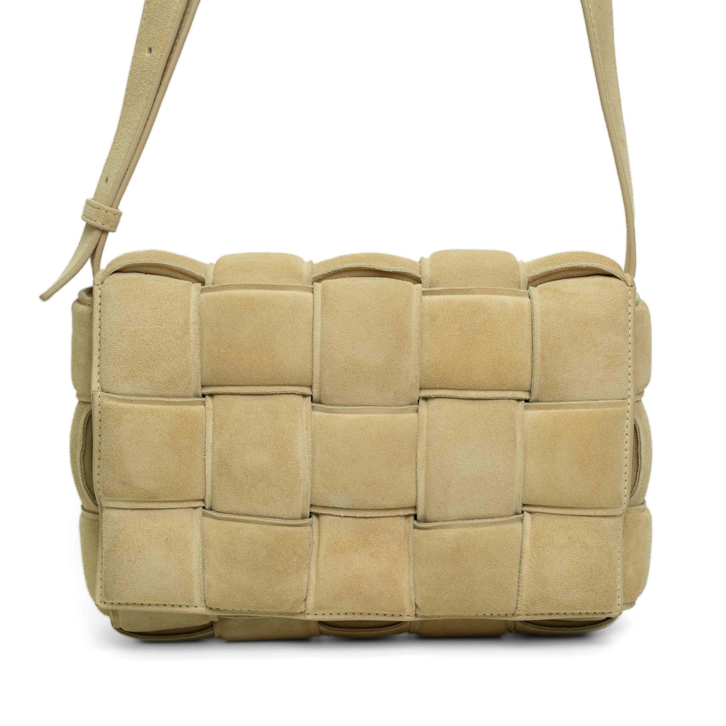 Bottega Veneta Padded Cassette Beige Suede Bag