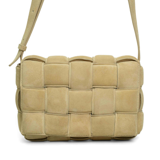 Bottega Veneta Padded Cassette Beige Suede Bag