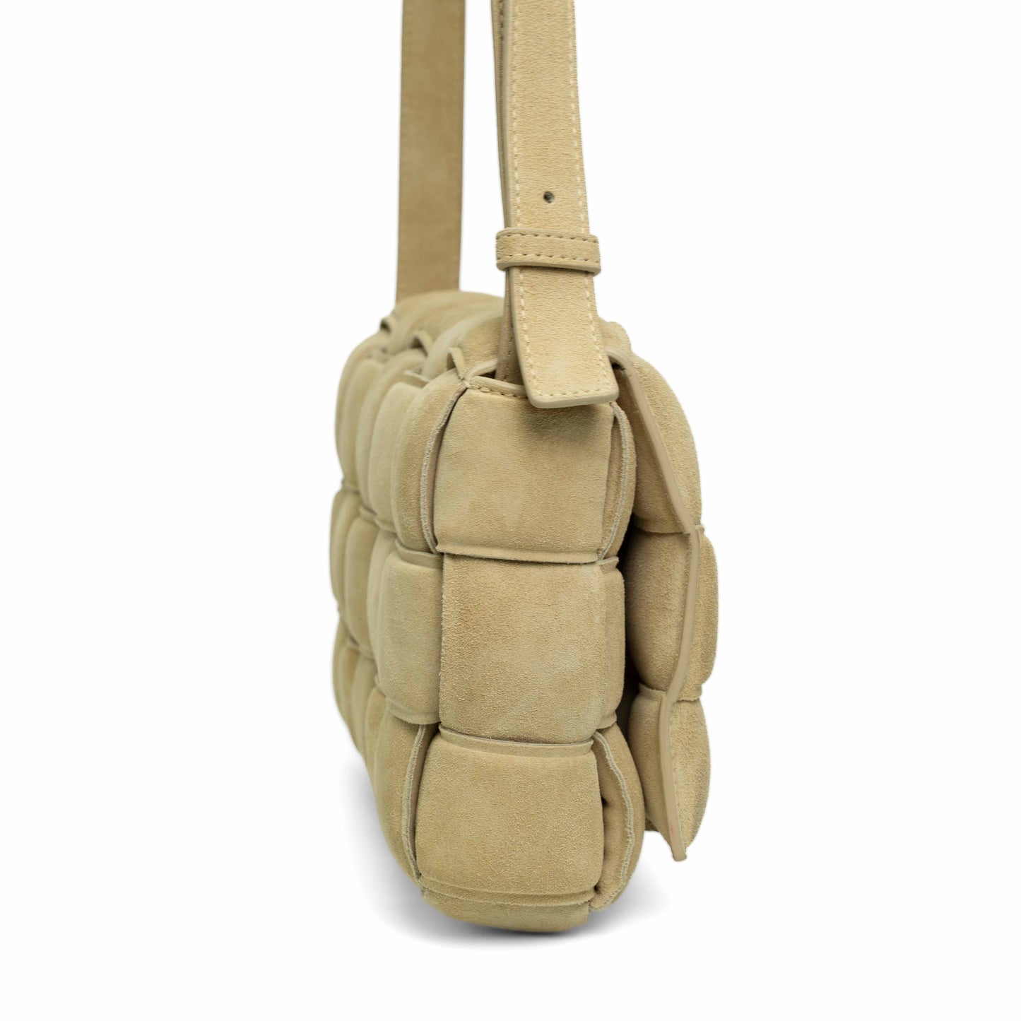 Bottega Veneta Padded Cassette Beige Suede Bag