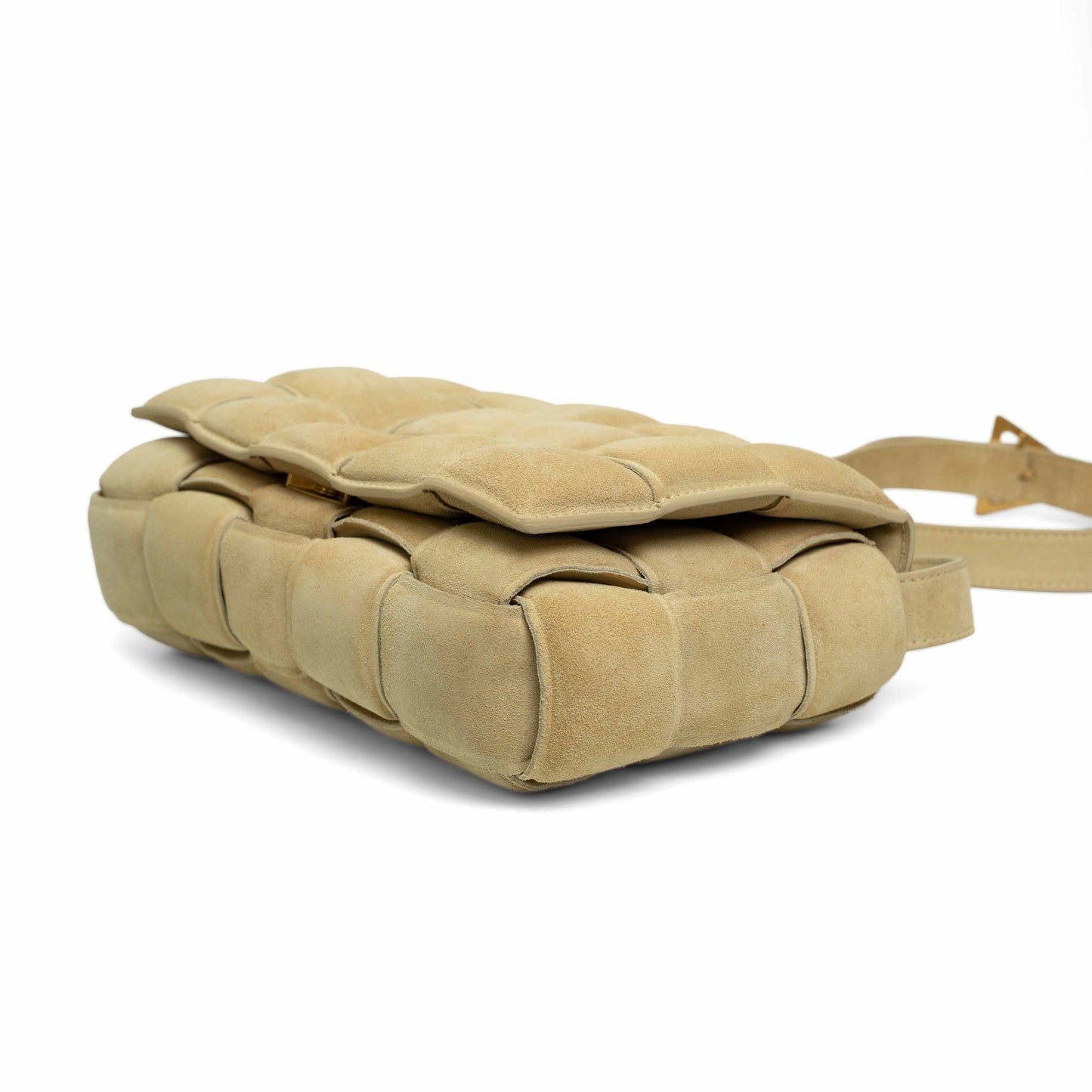Bottega Veneta Padded Cassette Beige Suede Bag