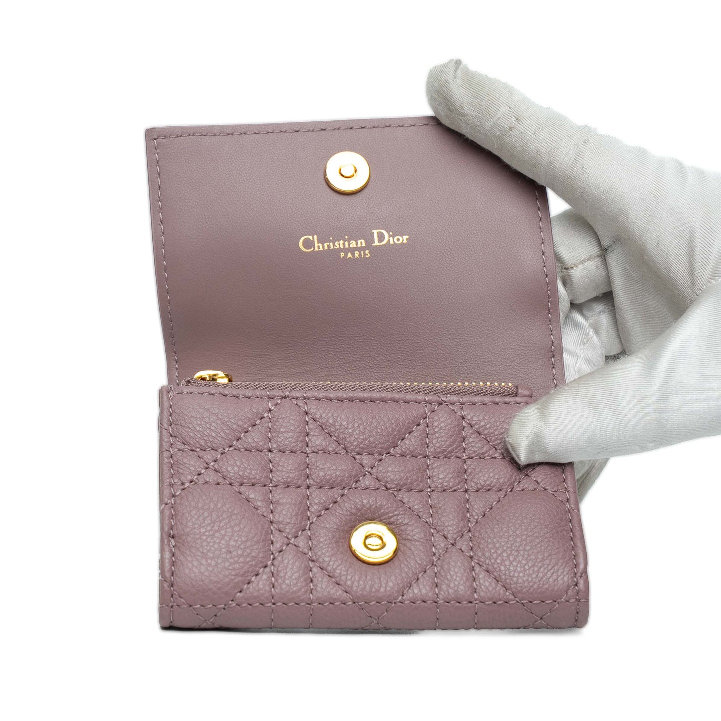 Dior Caro Glycine Cannage Calfskin Wallet