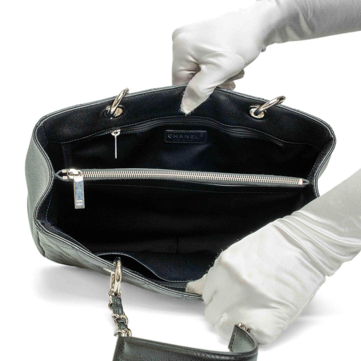 Chanel GST Black Caviar Quilted Tote Bag