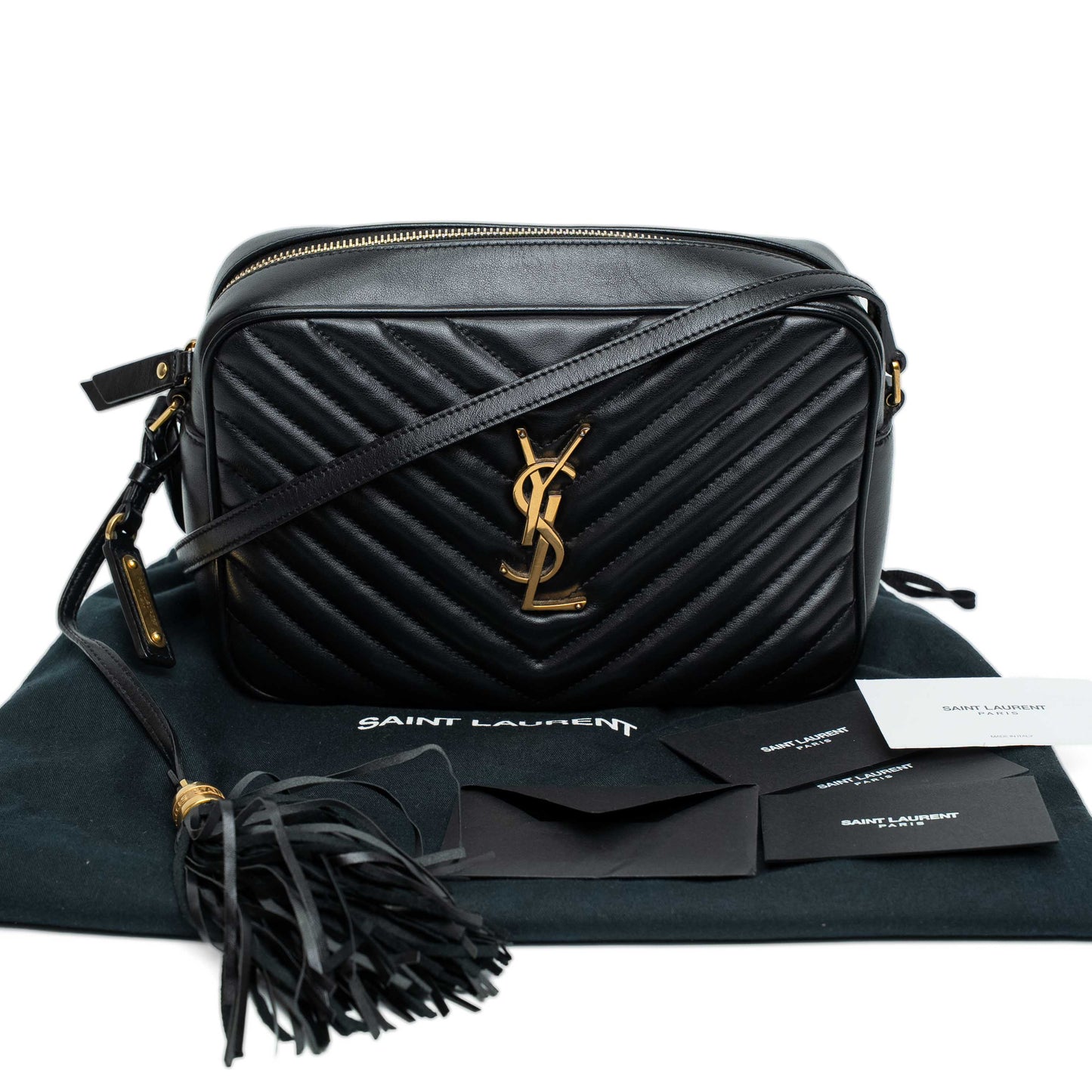 Saint Laurent Lou Black Quilted Camera Bag