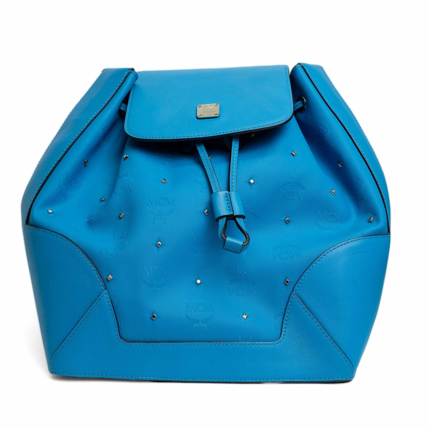 MCM Claudia Studded Tile Blue Mini Backpack